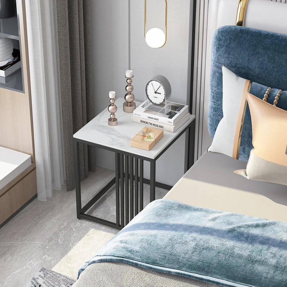 15.7W*15.7D*17.7H inch Solid Marble Coffee Table Sofa Side End Bedside Nights...