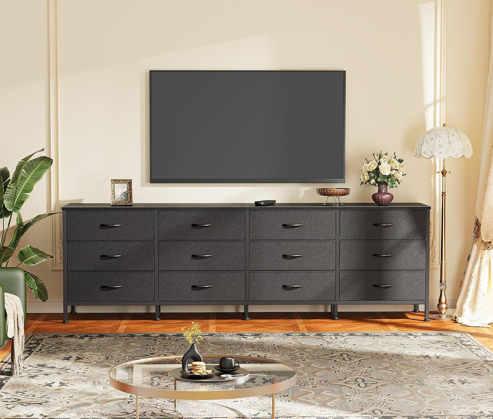 Huuger 70 Inch Black Dresser for Bedroom, TV Stand for 65, 75, 80 Inch TV, 12...