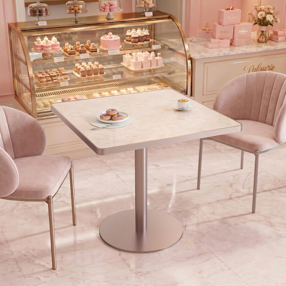 31.5'' Tulip Table, Square Dining Table with Glossy Sintered Stone Ta...