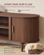 VASAGLE TV Stand for 65-Inch TVs, Mid Century Entertainment Center with Storage, Fluted Sliding Doors, Media Console Table for Living Room, Bedroom, Chestnut Walnut ULTV633K101