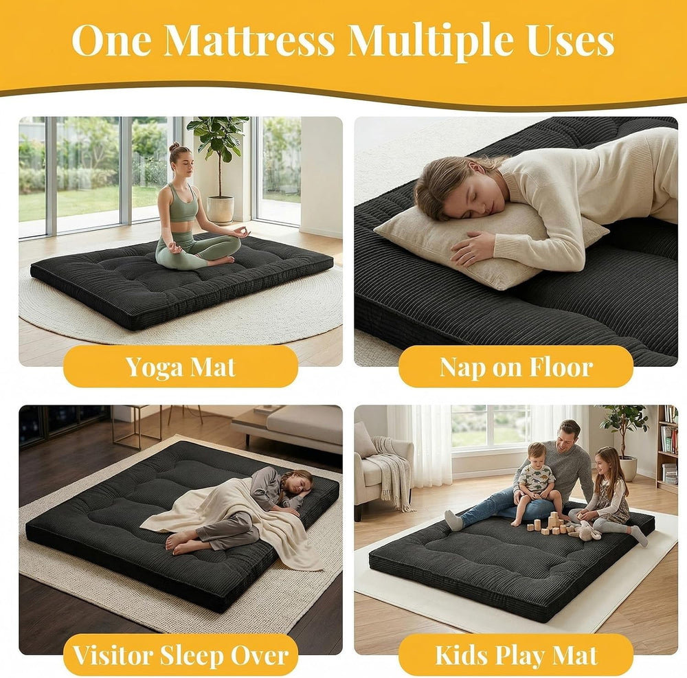 cidludto Japanese Futon Mattress Full Size Foldable, 4" Floor Mattress F...