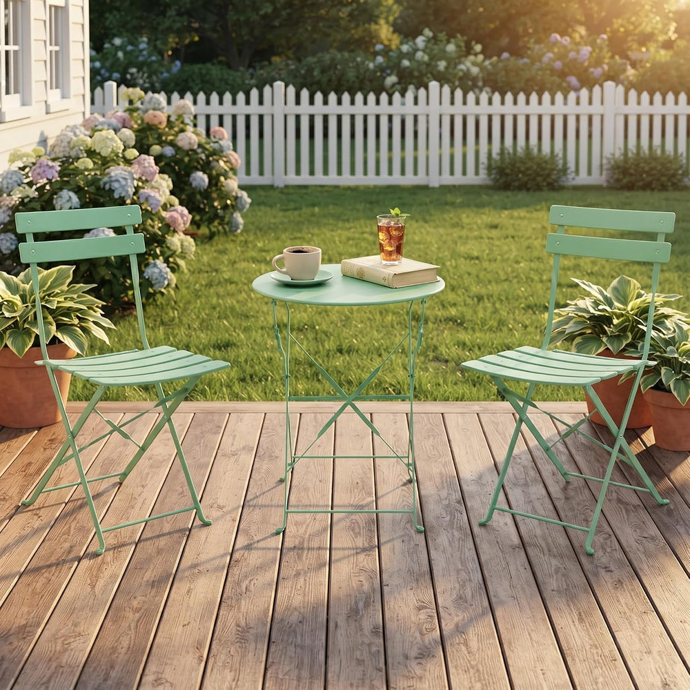 Bistro Table & Chairs Set of 2, Folding Outdoor Patio Furniture