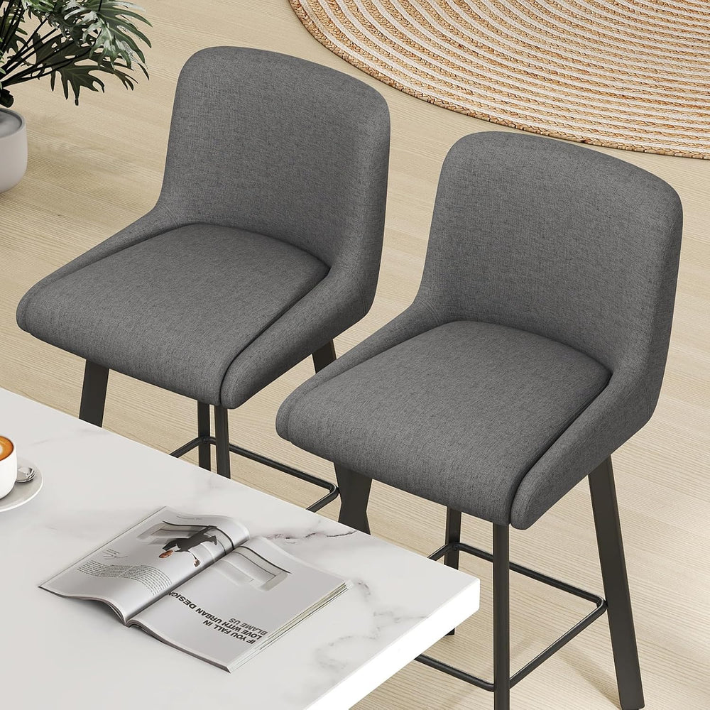 SAECKBERG Swivel Bar Stools Set of 3, 29''H Upholstered Barstools wit...