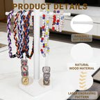 Baseball Ring Display Holder for Championship Rings, Wooden Sports Jewelry Organizer with Bat Stand for Baseball Softball Players, Athlete Gift Display Case for Rings Bracelets Medals, White