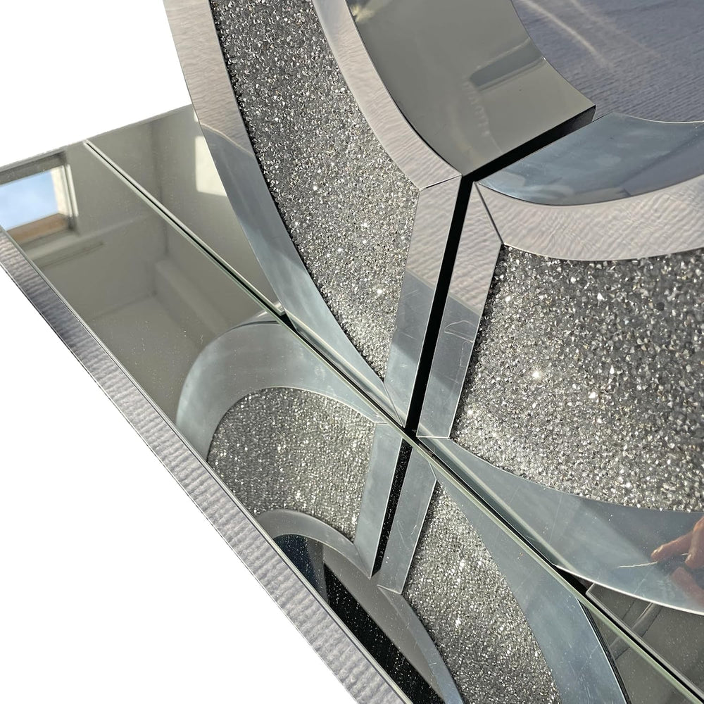 39‘’ Modern Mirrored Console Table with Crushed Diamond, Shatter-Proof Packag...