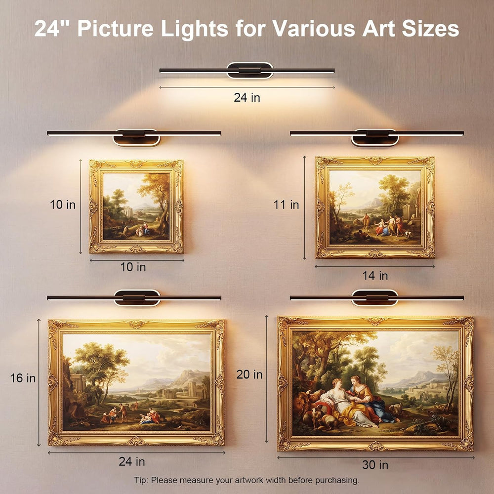 24" Wireless Picture Lights for Wall, Rechargeable Art Light with Timer