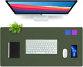 K KNODEL Desk Mat, Blotter, Dual-Sided Office Desk Pad, Waterproof Desk Mat for Desktop, Desk Blotters, PVC Leather Pad Protector (Dark Green, 35.4" x 17")