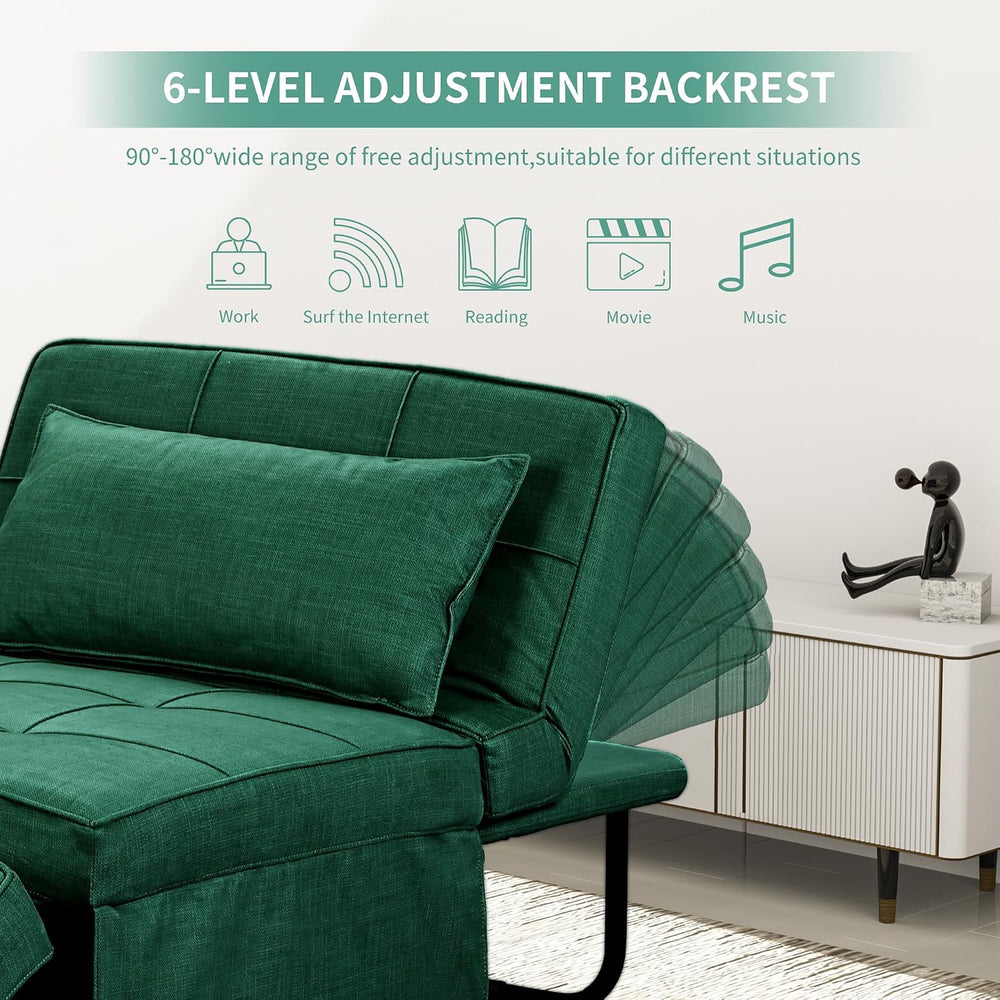 Green Sofa Bed, Convertible Chair 4 in 1 Multi-Function Modern Folding Ottoma...