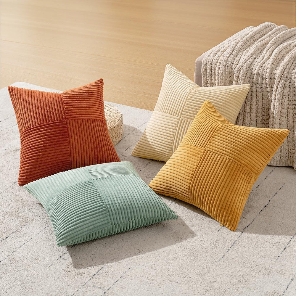 MIULEE Fall Teal-Orange Decorative Throw Pillow Covers 20x20 Inch Set of 4 Bo...