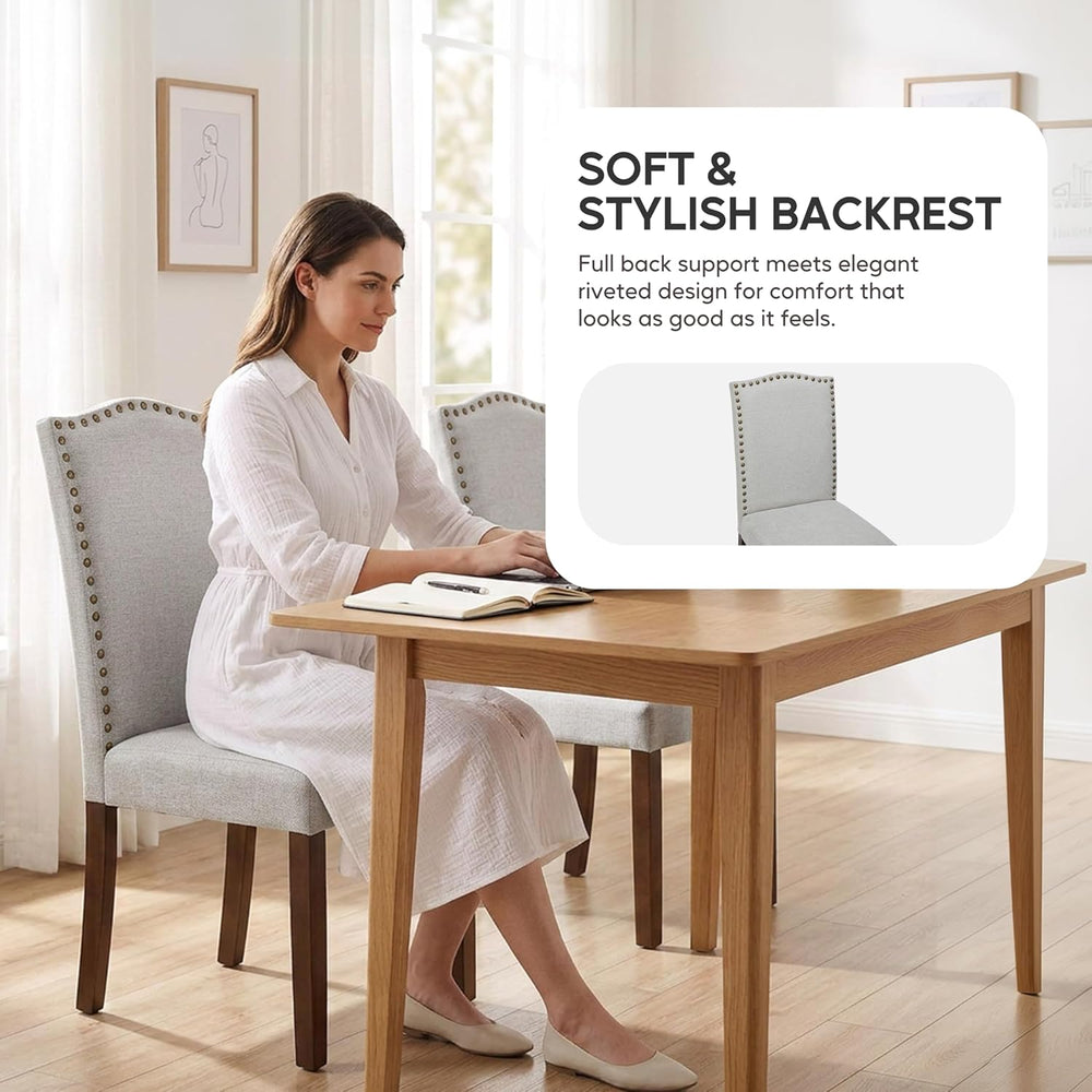 Simple Deluxe Set of 2 Upholstered Parsons Dining Chairs, Fabric Dining Room ...