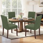 Upholstered Dining Chairs Set of 2 - Line Fabric Modern Farmhouse Kitchen Chairs,Mid-Back Dining Room Chairs with Wooden Legs