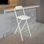70cm Tall Adjustable Folding Bar Stool with Backrest - Portable Foldable Stool Chair for Kitchen, Outdoor & Commercial Use (1-Pack, Space Saving Design)‌ (White)