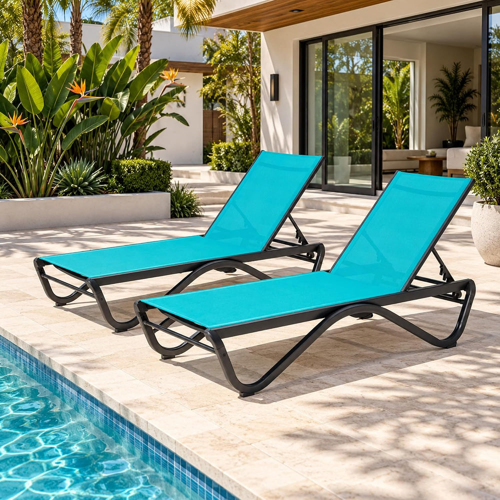 Kozyard Outdoor Chaise Lounge Chair, All Aluminum Frame, Fully Flat Adjustabl...