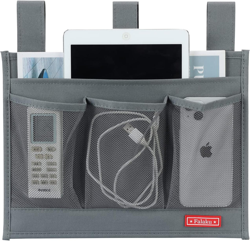 Hanging Bedside Caddy,Bedside Organizer Caddy for Bed Rails(4 Pockets-Grey)