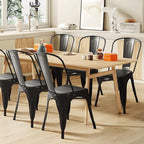 Furmax Metal Dining Chair Indoor-Outdoor Use Stackable Classic Trattoria Chair Chic Dining Bistro Cafe Side Metal Chairs Set of 4 (Black)