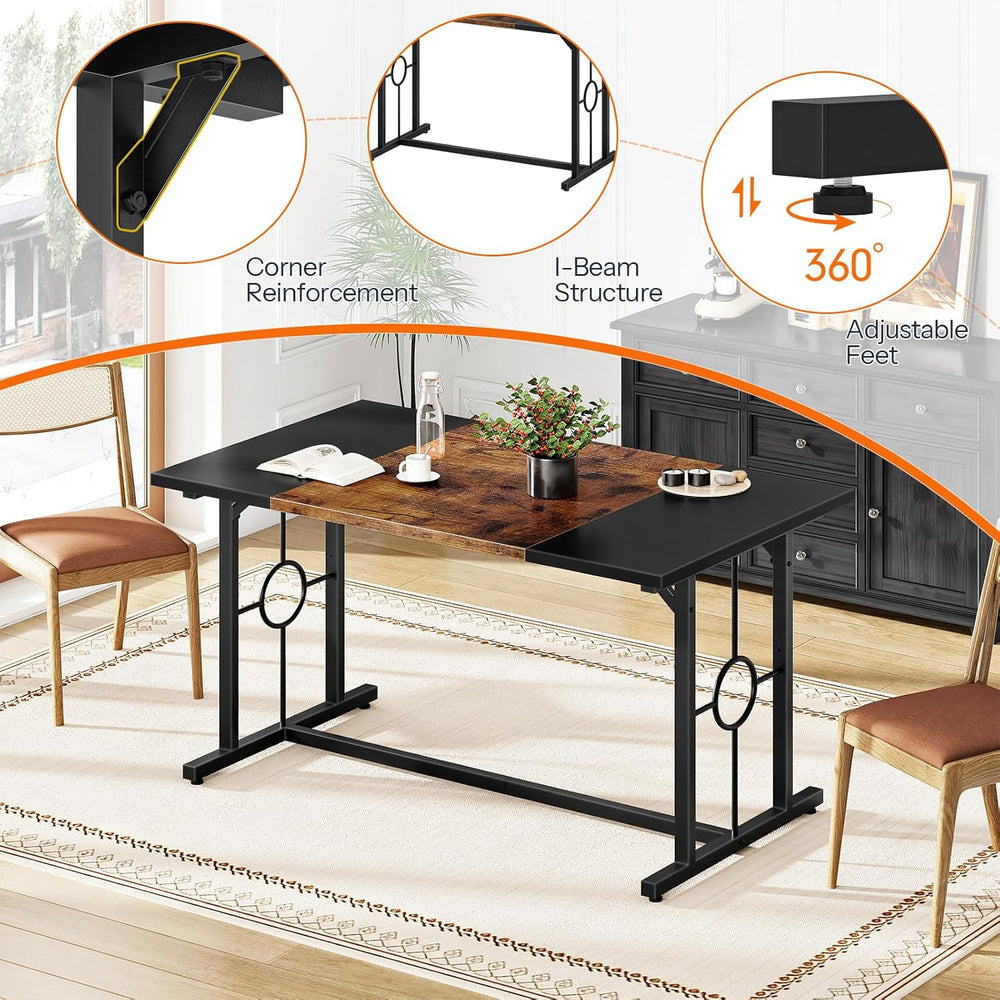 HOOBRO Dining Table, Wooden Kitchen Table for 4-6, Rectangular Dining Room Ta...