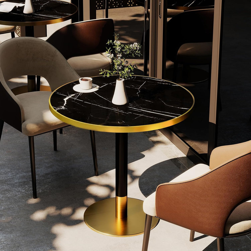 31.5" Round Tulip Table with 1.2" Thick Nero Marquina Sintered Ston...