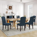LSSPAID Dining Chairs Set of 6, Modern Comfy Linen Upholstered Parsons Dining Room Chairs with Bronze Nail Head Trim and Brushed Solid Wood Legs,Teal