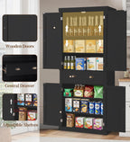 KIGOTY 72" Tall Kitchen Pantry Cabinet with Drawer and 4 Adjustable Shelves, Freestanding Pantry Storage Cabinets, Wood Cupboard Pantry Cabinet for Kitchen, Dining Room, Living Room, Black