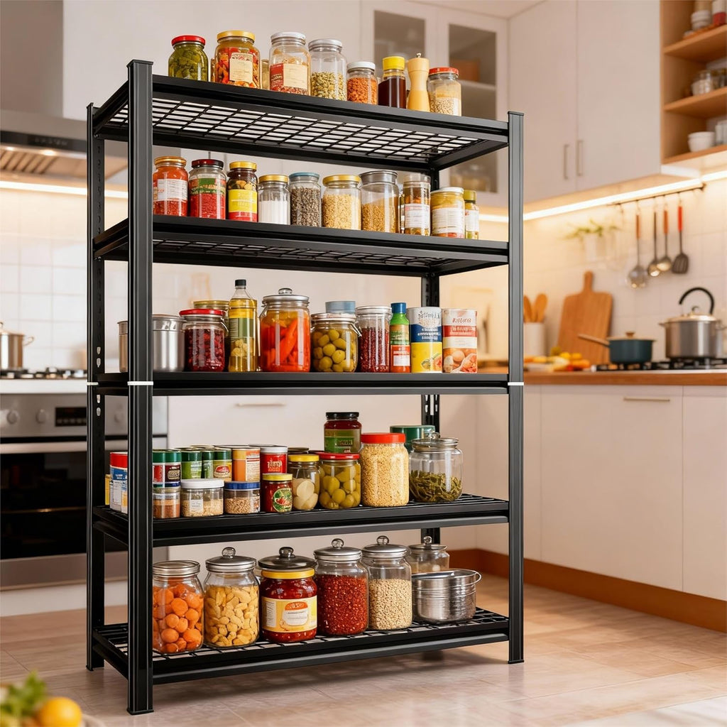 47''W Wire Garage Metal Shelving, 3000 Lbs Heavy-Duty Garage Storage Shelves, 5-Tier Adjustable Reinforced Shelves for Laundry Rooms, Basements, Kitchens&Outdoor (47''W*24''D*71''H)