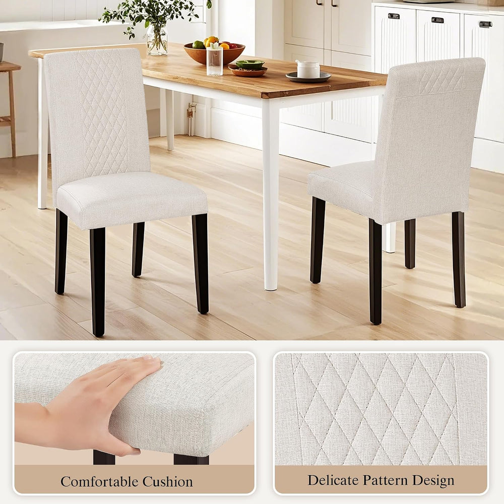 VECELO Dining Chairs Set of 2, Upholstered Fabric Wood Legs High Back for Kit...