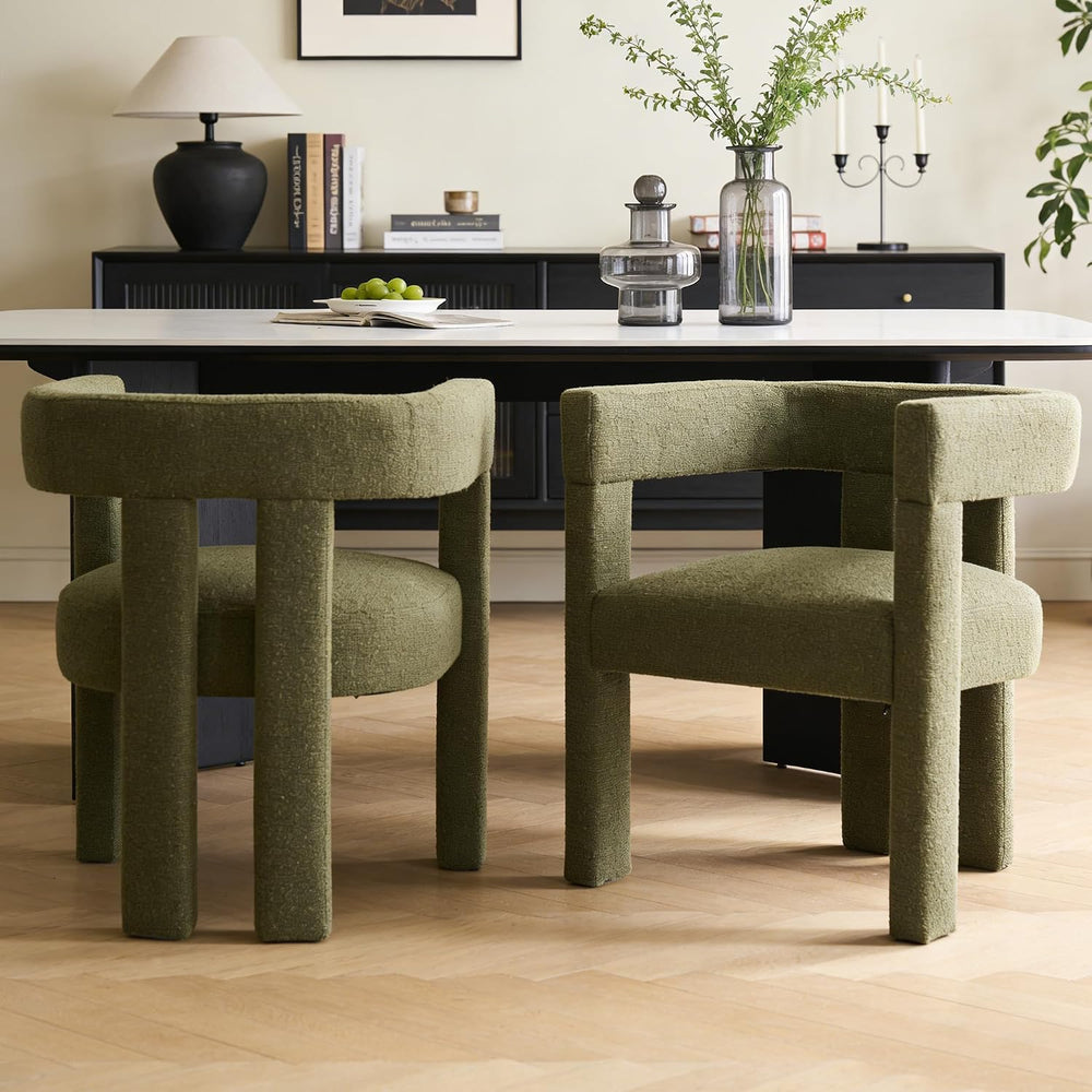 Modern Dining Chair Set of 4 Living Room Chairs,Upholstered Barrel Chair | bo...