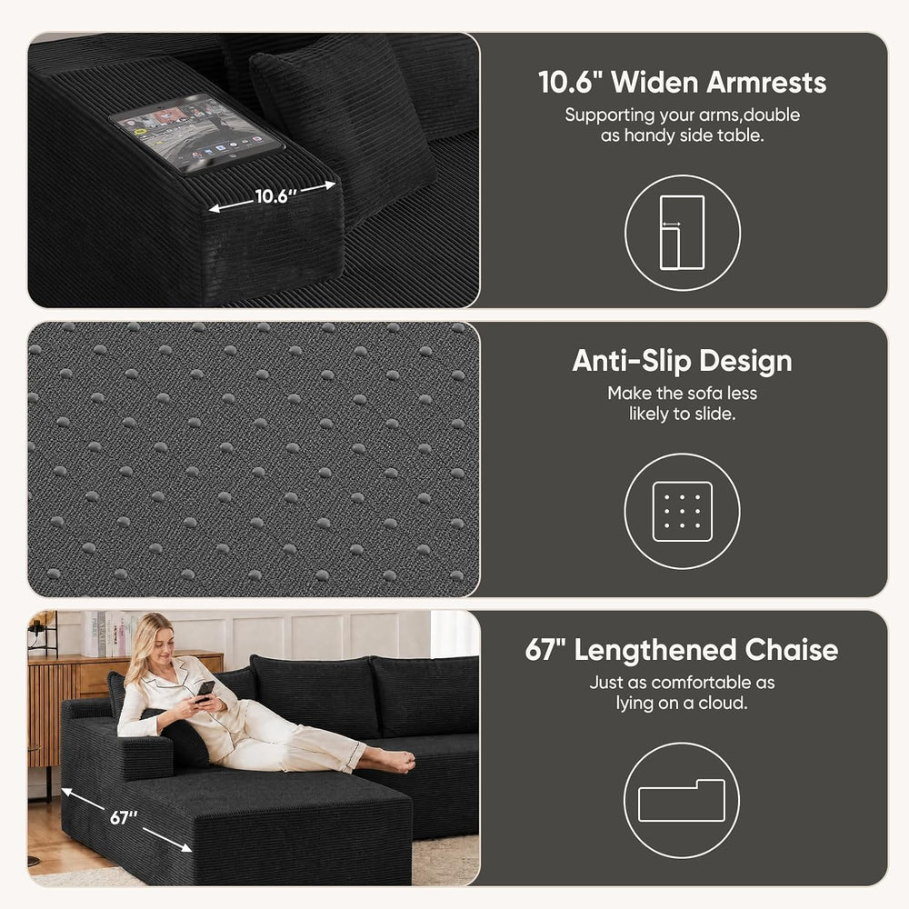Couch, 102.4" Sectional Couches for Living Room with L Shape Sofa | Clou...
