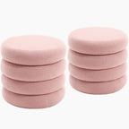 20.1 Inch Round Storage Ottoman, Modern Sherpa Ottoman Coffee Table with Removable Top, Pink Vanity Stool with Storage for Bedroom, Living Room, Dorm, Set of 1