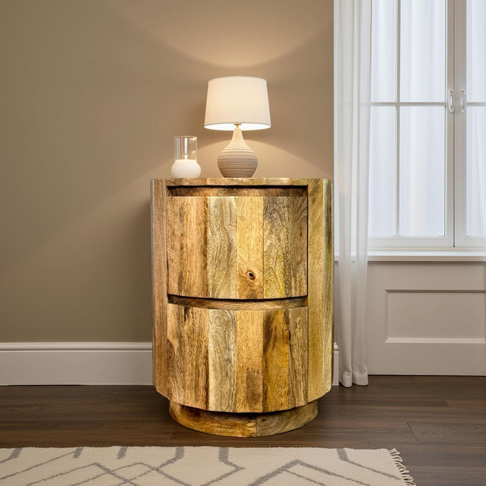 Carolina Chair & Table Harrison Vertical Groove Round Scallop Accent Tabl...