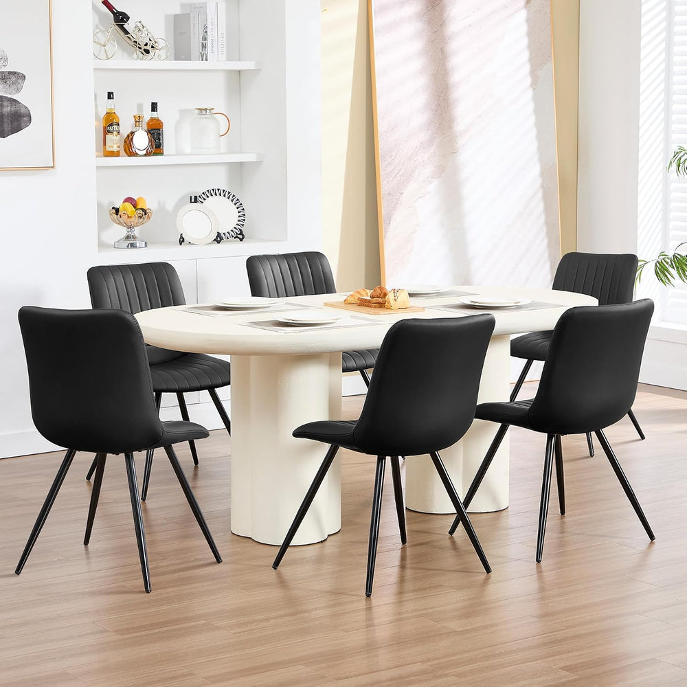 Dining Chairs Set of 6, Modern Dining Chairs with Thick Cushions, Faux Leathe...