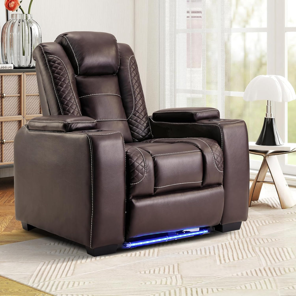 ANJ Power Home Theater Seating, PU Leather Electric Recliner Chair with Adjus...