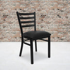 Flash Furniture Hercules Series Commercial Ladder Back Restaurant Chairs, Modern Lightweight Metal Dining Chairs with Padded Seats, Set of 2, Black