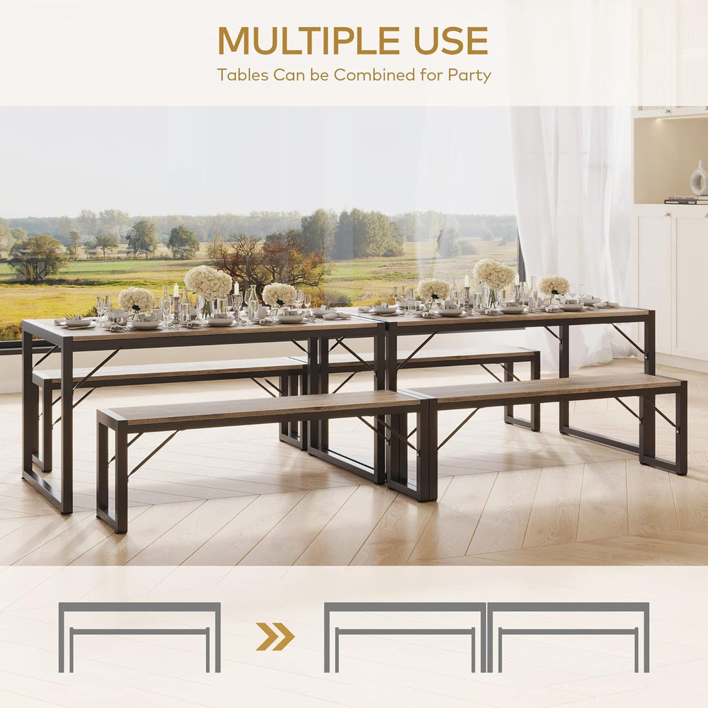 Gizoon 45.5" Dining Table Set for 4, Kitchen Table with 2 Benches Grey |...