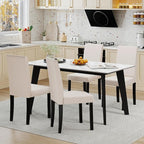 Giantex Upholstered Dining Chair Set of 4, Mid Century Modern Fabric Kitchen Chairs with Rubber Wood Legs, Thick Padded Seat, High Back, Side Armless Chairs for Living Dining Room (Beige)