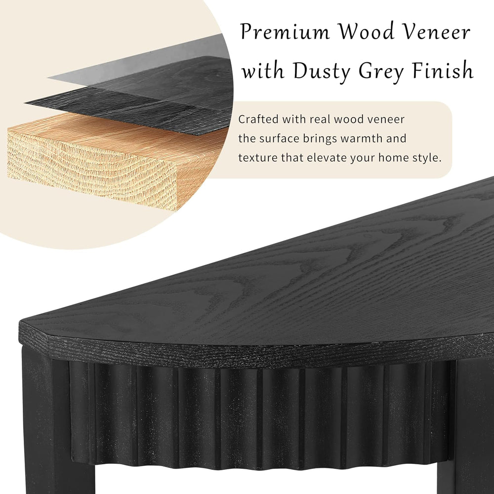 55'' Elegant Half Moon Entryway Table with Wood Veneer and Open Shelf...