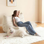 Kasunpul Bean Bag Chair, Giant Bean Bag Chairs for Adults, 2 Seater Lazy Bean Bag Sofa Memory Foam Couch, Loveseat Fireside Chair for Living Room, Bedroom, Office(Beige)