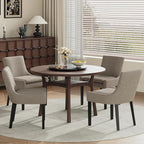 Dining Chairs Set of 2, Upholstered Corduroy Dining Room Chair with Wood Legs, Mid-Back Padded Kitchen Side Chairs for Dining Room, Camel