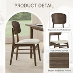 Wooden Dining Chairs Set of 4, Upholstered Modern Dining Room Chairs, Mid Century Oak Kitchen Chairs with Ergonomic Wood Backrest for Farmhouse, Restaurant, Café (Cream Fabric & Walnut Color)