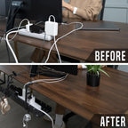 No Drill Under Desk Cable Management Tray - Extendable 16" to 31" Sturdy Steel Desk Cord Hider Raceway - Under Desk Cable Tray Holder with 38 Wire & Cable Rack Organizer Accessories - Black