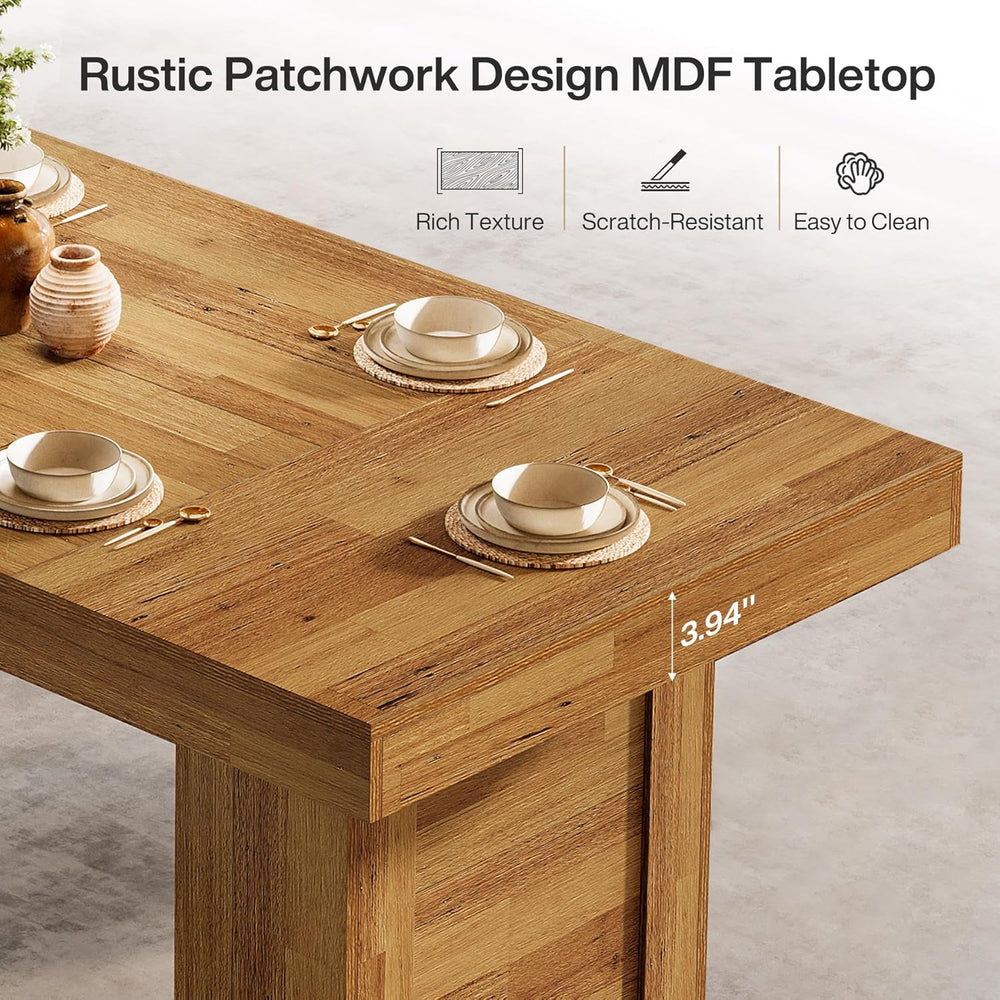 Tribesigns 63'' Farmhouse Dining Table for 6, Rectangle Wooden Kitche...