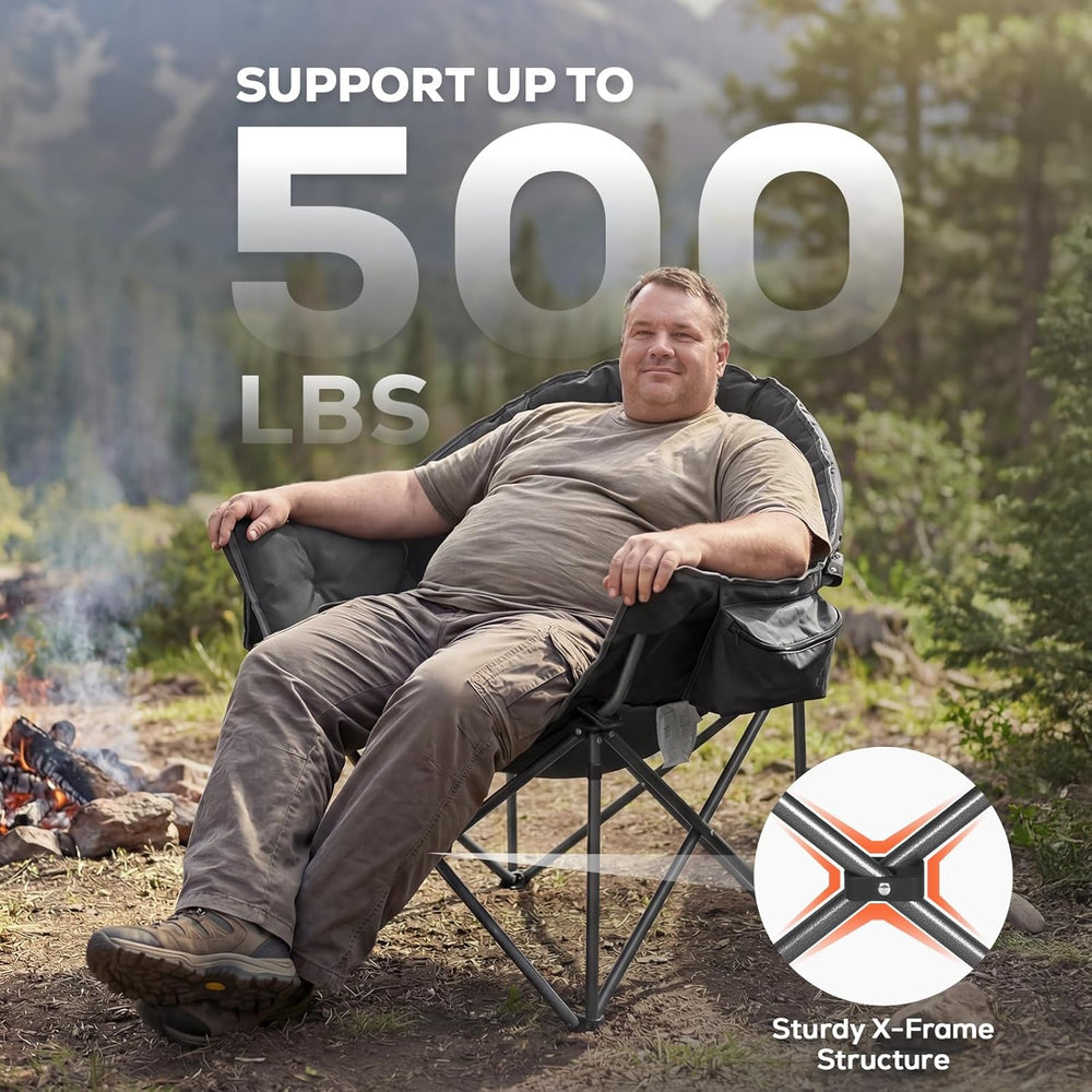 Romswi 2Pcs Oversized XL Padded Camping Chair for Adults, 500lbs Support Heav...