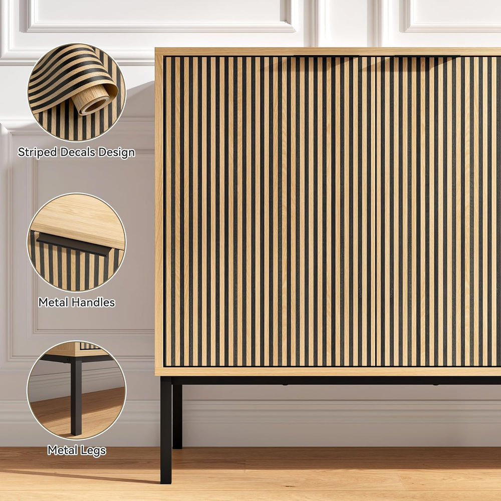 47.2" Sideboard Cabinet, Modern Buffet Cabinet with Doors & Adjustab...