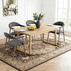 DUMOS Dining Chairs Set of 2, Modern Linen Fabric Upholstered Kitchen Side Chairs with Curved Backrest, Accent Farmhouse Metal Chairs for Kitchen Dining Room Restaurant Cafe, Gray