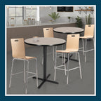 OEF Furnishings OEFCT13636XBGY Premium Commercial-Grade Restaurant and Breakroom Cafe Table (Round, 36 in Diameter, 42 in Bar Height, X-Base, Black Frame, Gray Nebula Laminate)