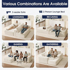 KINGYES 107'' Modular Sectional Sofa, L Shaped Cloud Couch for Living Room, Modern Plush Corduroy Boneless Sofa with Chaise for Bedroom, Beige