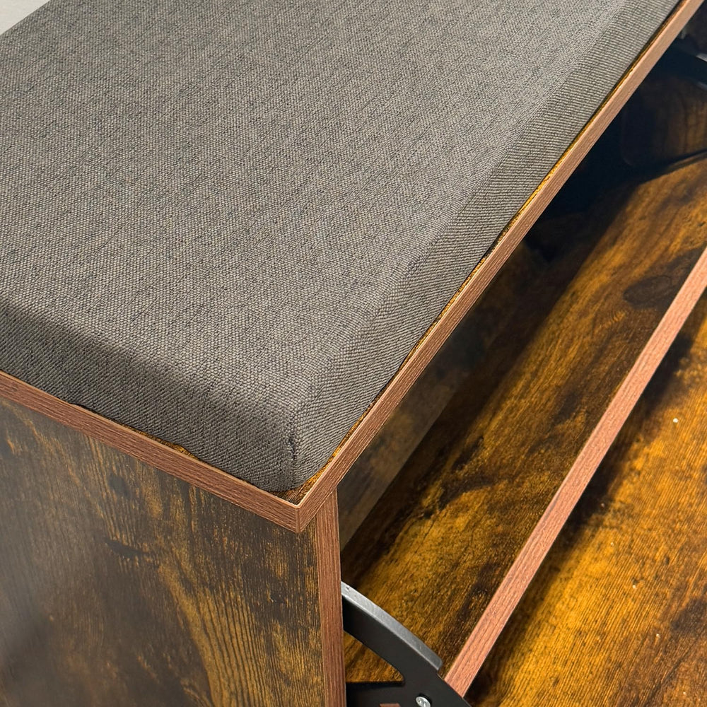Shoe Storage Bench with 2 Flip Drawers & Barn Doors, Entryway Shoe Cabine...
