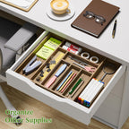 Acacia Wood Kitchen Silverware Drawer Organizer, Expandable Utensil Cutlery Drawer Organizer with Dividers, Flatware Organizer Silverware Tray for Spoon, Fork, 13''-21''x16.9'' (6-8 Slots)