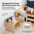 Ocodile Kids Nightstand for Floor Beds, Solid Wood Small Bedside Table with Book Pocket, Low Tiny Nightstand for Nursery, Toddler & Kids Room, Montessori Style Side Table - Varnished