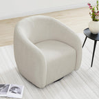 Watson & Whitely Swivel Accent Chairs Set of 2, Modern Upholstered Fabric Barrel Chair Armchair for Living Room, Bedroom, Fully Assembled, Fabric in Cream