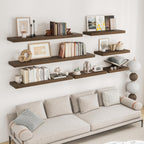 RICHFOCUS 72Inch Floating Shelves for Wall 2 Pack Shelves for Bedroom|Kitchen|Bathroom Wall Mounted Rustic Wood Floating Shelf with Invisible Brackets for Books|Storage|Decor, Walnut